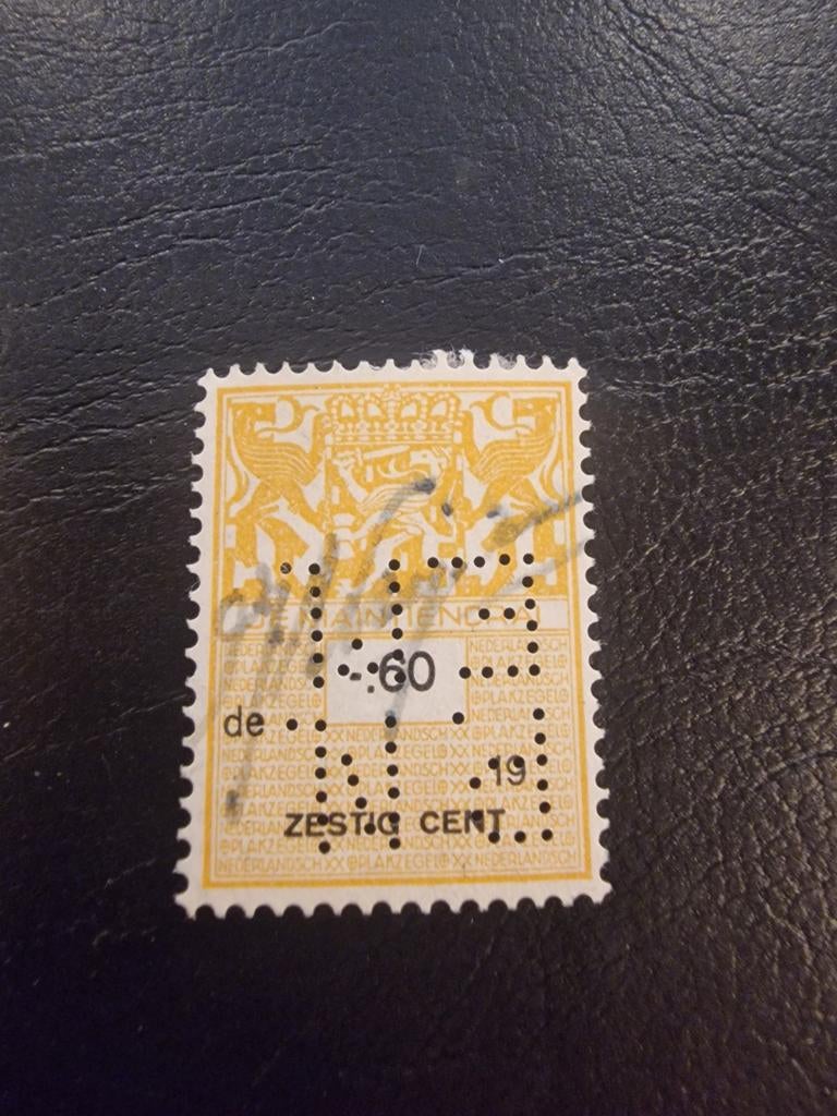 Belastingzegel 60 cent met perfin Nederland, Postzegels en Munten, Postzegels | Nederland, Ophalen of Verzenden
