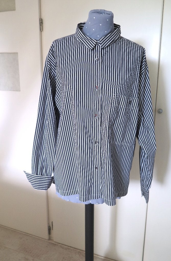 Closed blouse XL = 44 antraciet grijs-wit, Verzenden, Closed, Maat 42/44 (L), Zo goed als nieuw