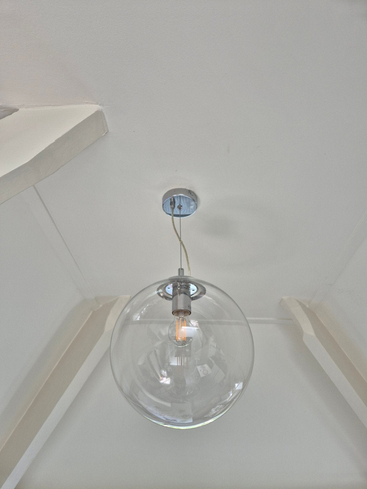 glazen bol hanglamp van Karwei, Ophalen, E27 (groot), Zo goed als nieuw, Glas
