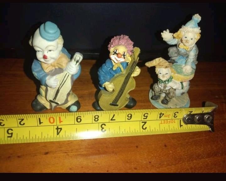 Set van 3 vintage clown beeldjes - Muzikanten, Ophalen of Verzenden, Gebruikt