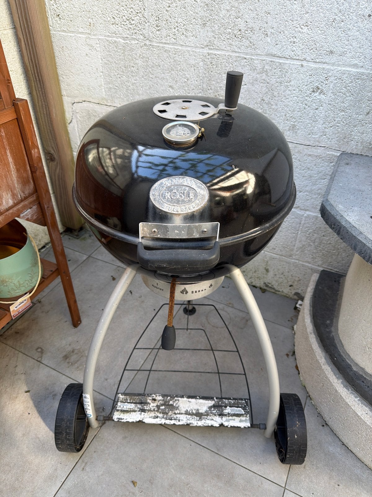 Gebruikte Rösle houtskool barbecue met thermometer, Ophalen, Gebruikt