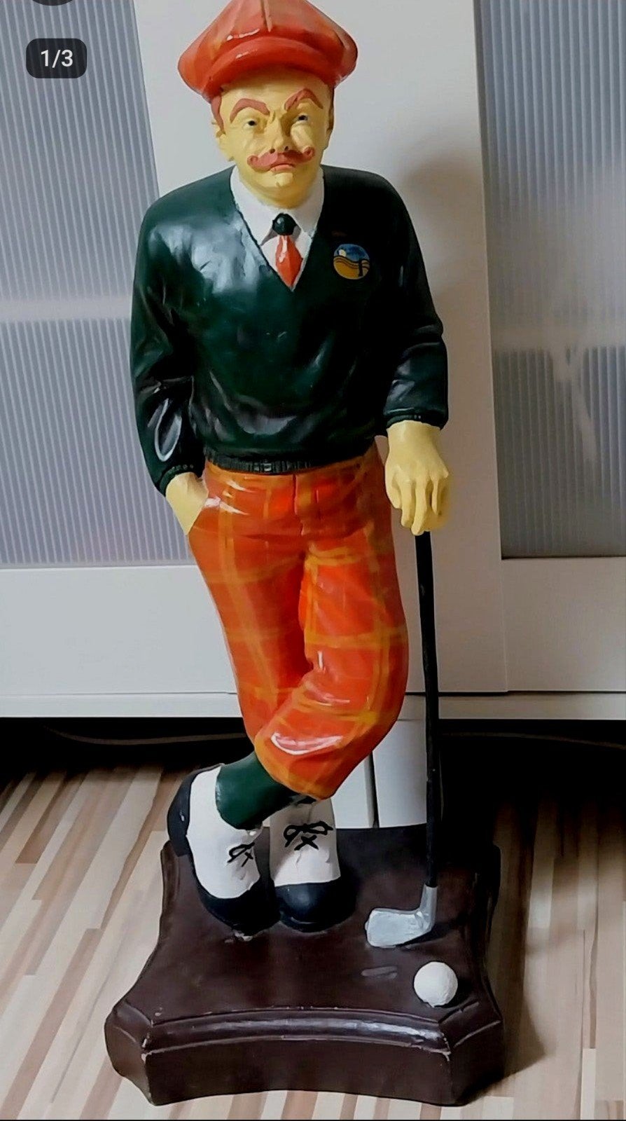 Vintage Houten en Resin Golfer Beeld - Uniek Decoratiestuk, Ophalen, Gebruikt, Mens