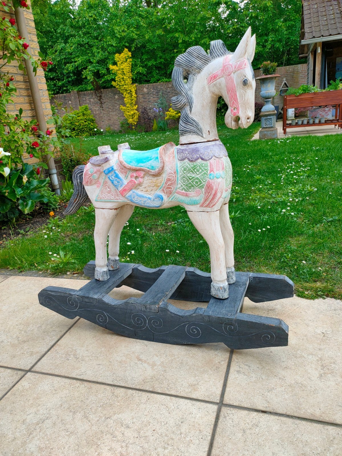 Houten Paard op Beweegbare Onderkant - Decoratie, Ophalen of Verzenden