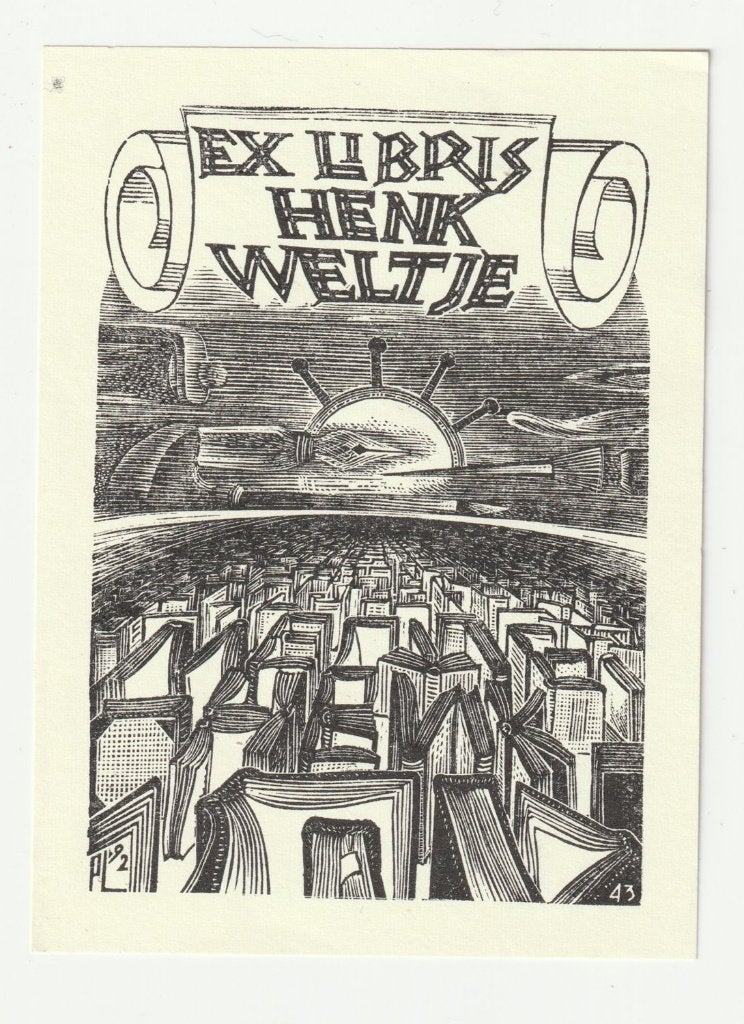 ex libris Henk Weltje door Peter Lazarov, Verzenden, Ex libris
