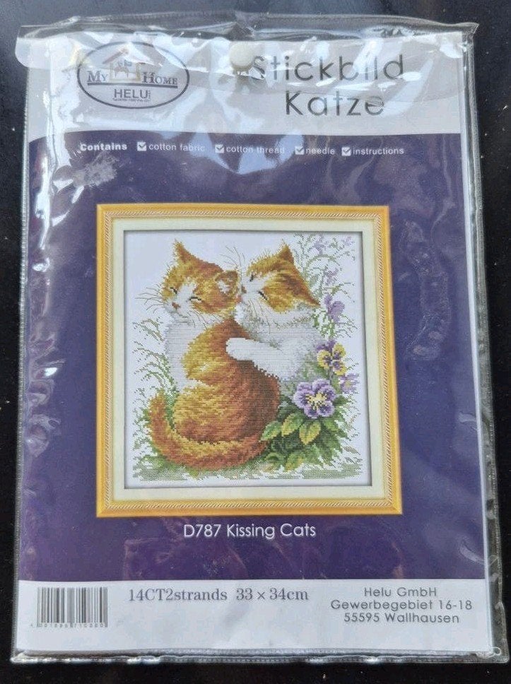 Nieuw compleet borduurpakket: poezen, Ophalen of Verzenden, Nieuw, Handborduren, Borduurpakket