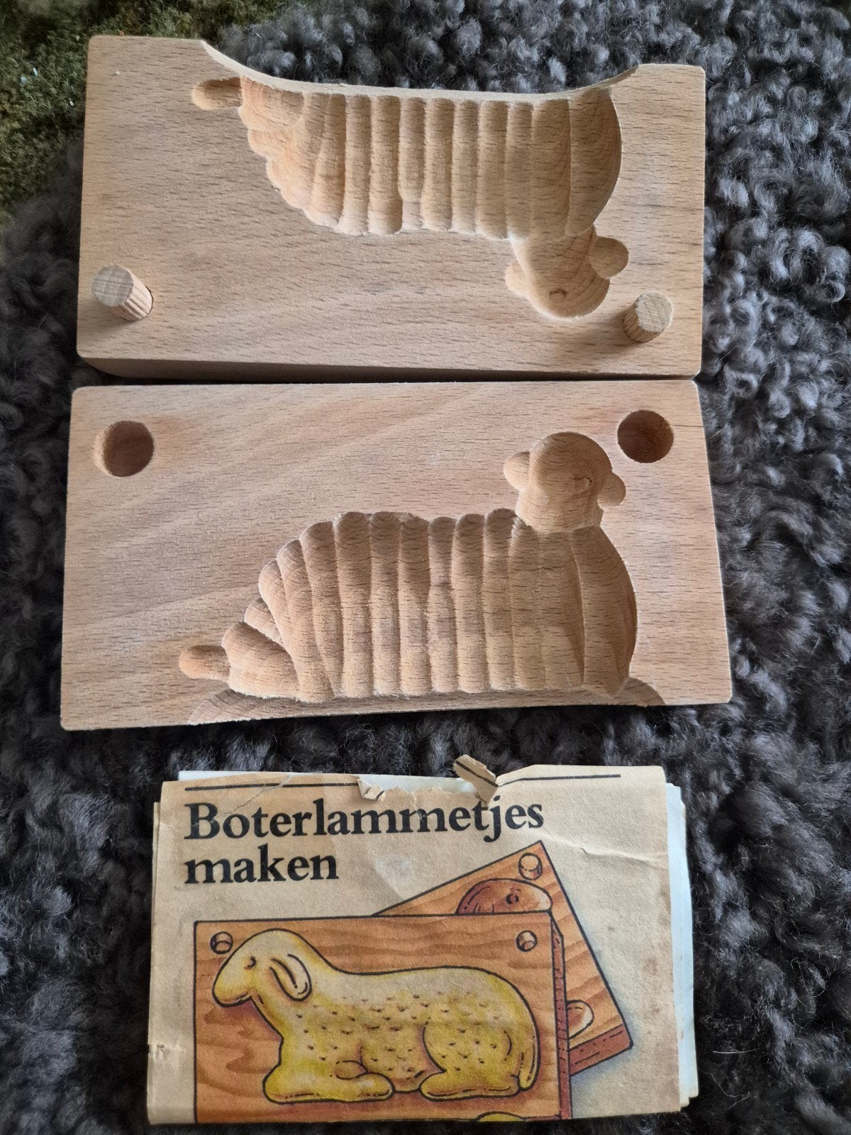Houten boterlammetjes mal met recept, Gebruikt, Handgemaakt, Dieren, Overige merken
