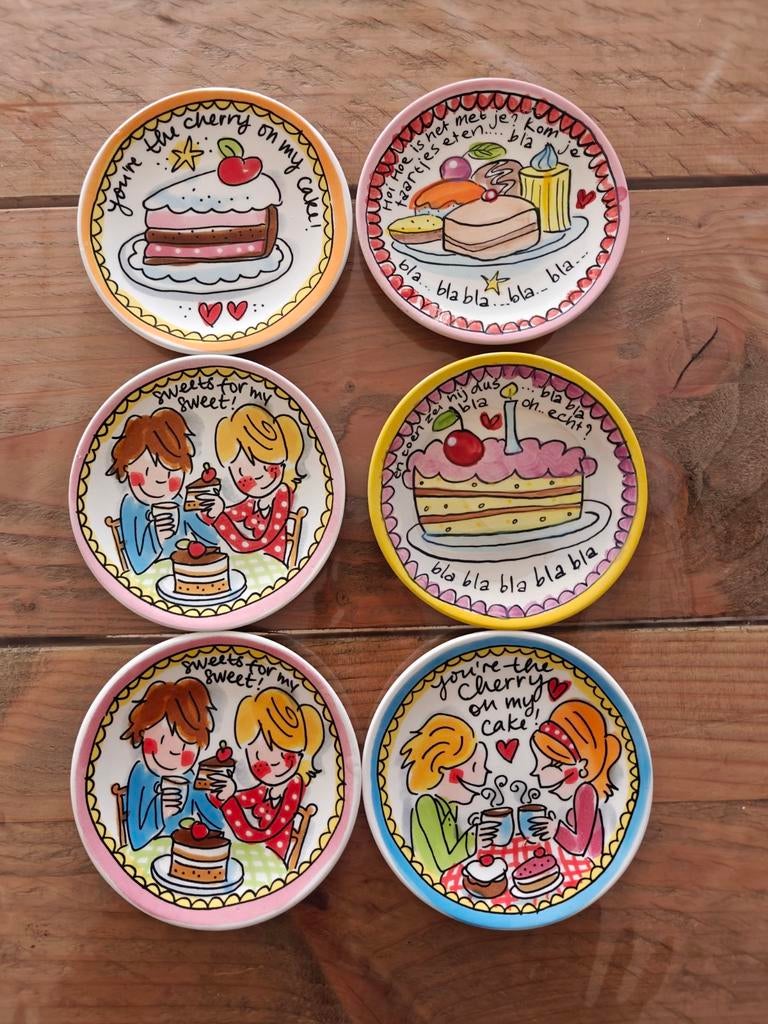 6 Blond Amsterdam petit fours schaaltjes zgan, Ophalen, Blond Amsterdam, Zo goed als nieuw, Bord(en)