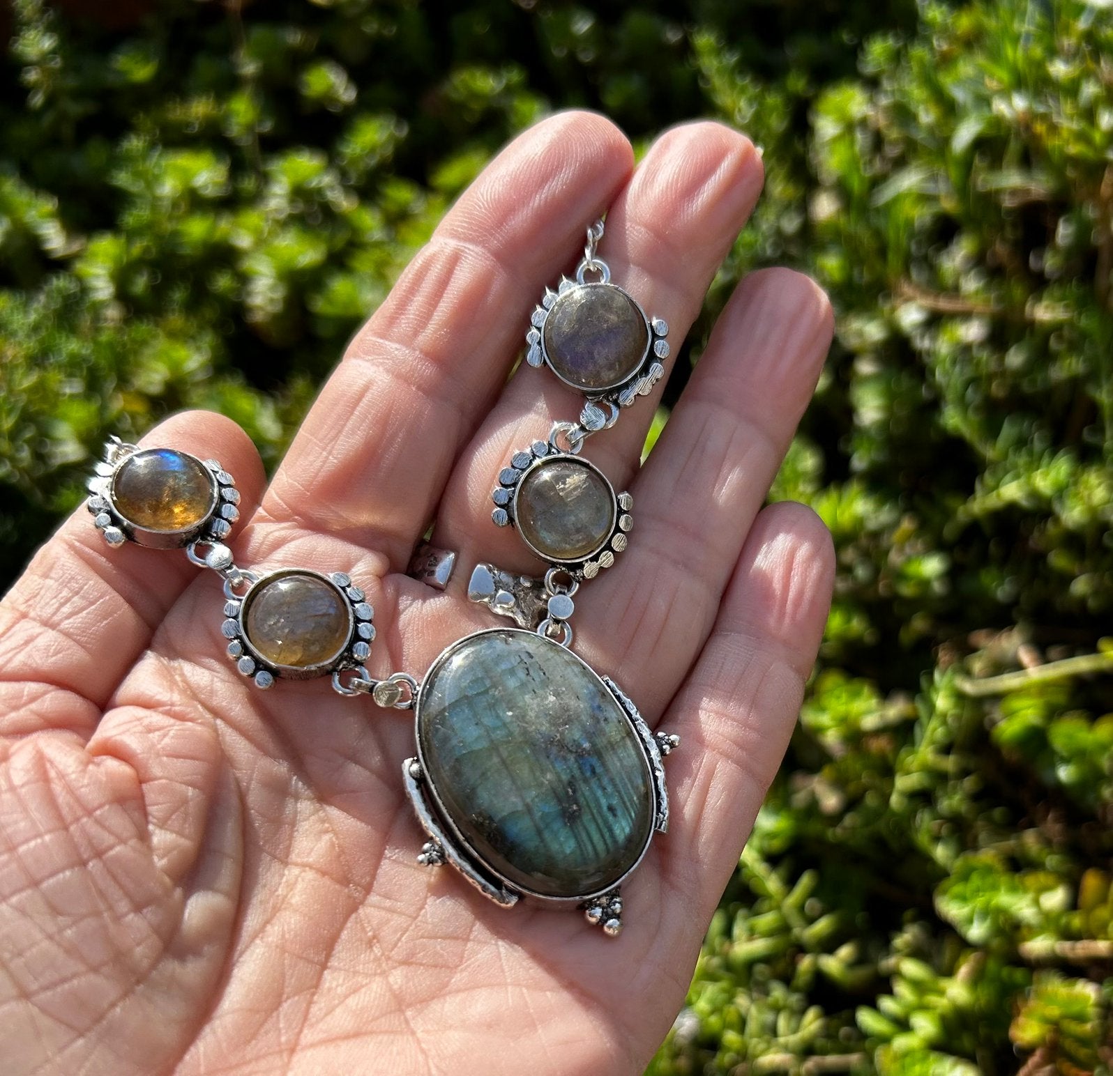 Prachtige labradoriet ketting, Ophalen of Verzenden, Zo goed als nieuw, Blauw, Zilver