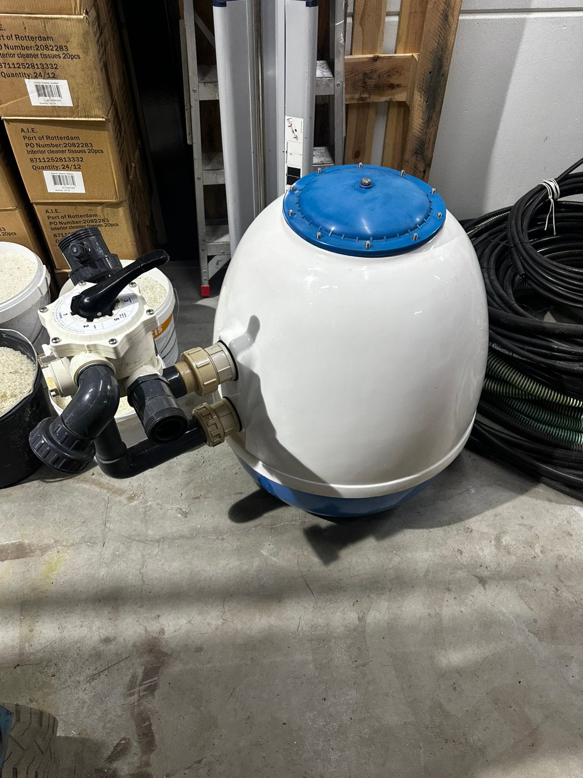 Beadfilter met korrels voor vijver of zwembad., Ophalen, Gebruikt