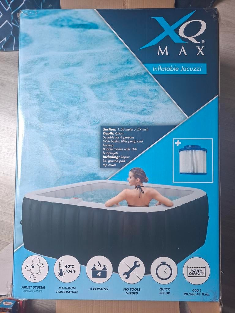 Opblaasbare jacuzzi met afdekzeil, Ophalen, Zo goed als nieuw, Filter, Opblaasbaar