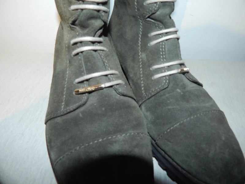Jimmy Choo suede laarzen veter look goud merklabel ZGAN 38.5, Verzenden, Lage of Enkellaarzen, Zo goed als nieuw, Jimmy Choo