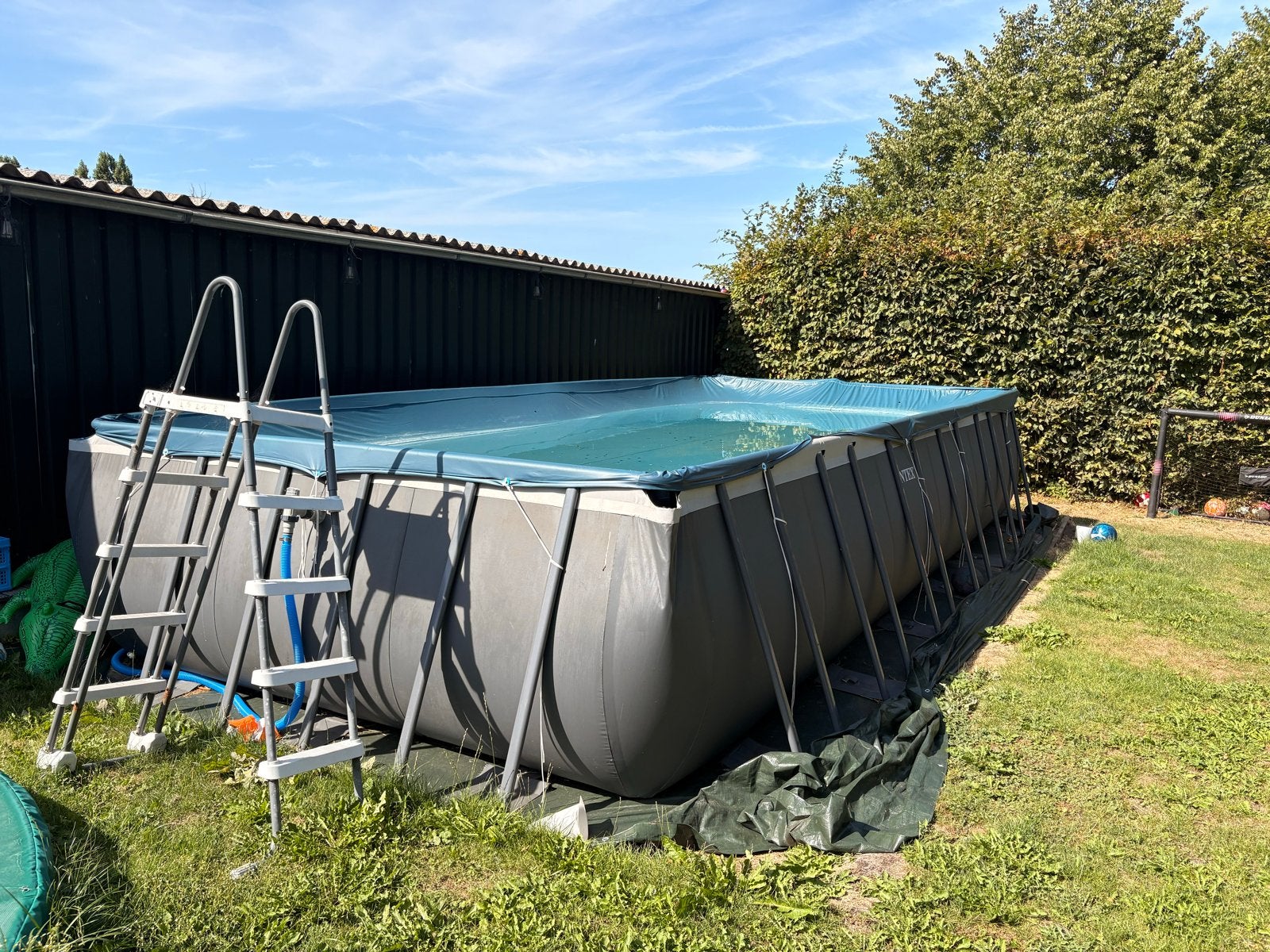Compleet Intex zwembad met filter warmtepomp en zout systeem, Gebruikt, 300 cm of meer, Rechthoekig, Ophalen