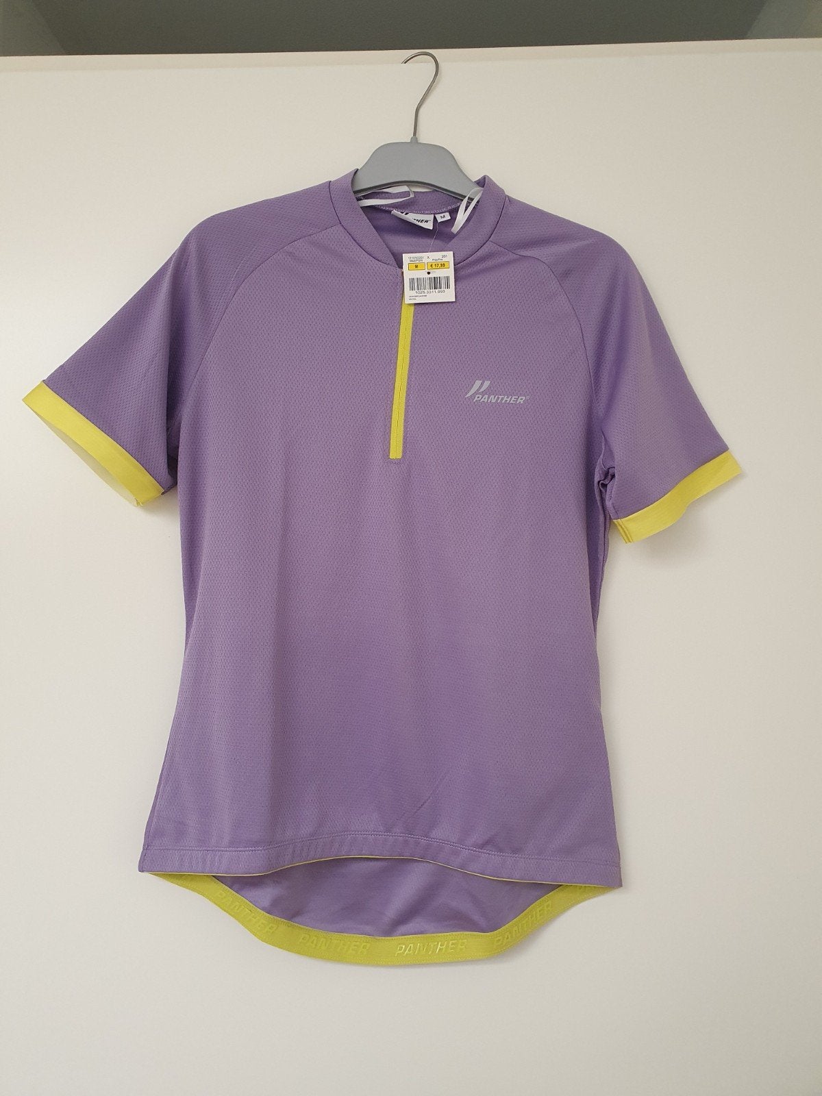 Nieuw dames fietsshirt paars/lila met gele randjes maat M, Fietsen en Brommers, Fietsaccessoires | Fietskleding, Overige merken