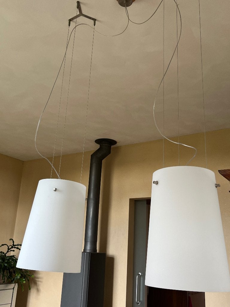 Prandina Sera hanglampen - opaalwit glas, Ophalen, Gebruikt, E27 (groot), Glas