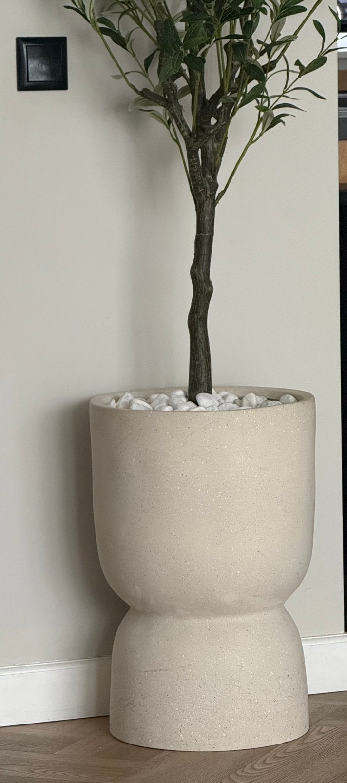 Bloempot off-white, Ophalen, Kunststof, Rond, Zo goed als nieuw