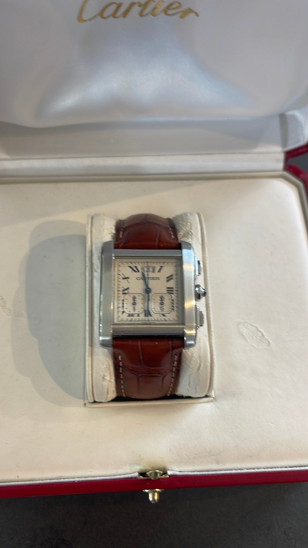 Cartier Tank Française XXL Chronoreflex ref.2531, Sieraden, Tassen en Uiterlijk, Horloges | Dames, Leer, Staal, Polshorloge, Zo goed als nieuw