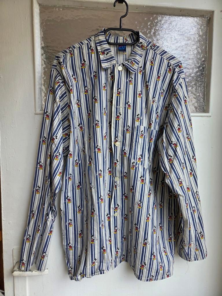 Vintage Mickey Mouse Shirt blouse hemd Disney maat M, Ophalen of Verzenden, Zo goed als nieuw, Wit, Disney