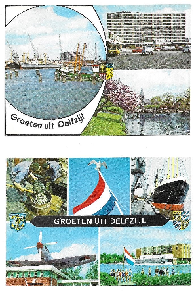AK Delfzijl - 2 x Groeten uit......, Verzenden, 1960 tot 1980, Ongelopen, Groningen
