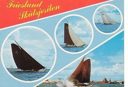 Ansichtkaart 	Friesland	Skûtsjesilen	4-luik, Verzenden, 1960 tot 1980, Gelopen, Friesland