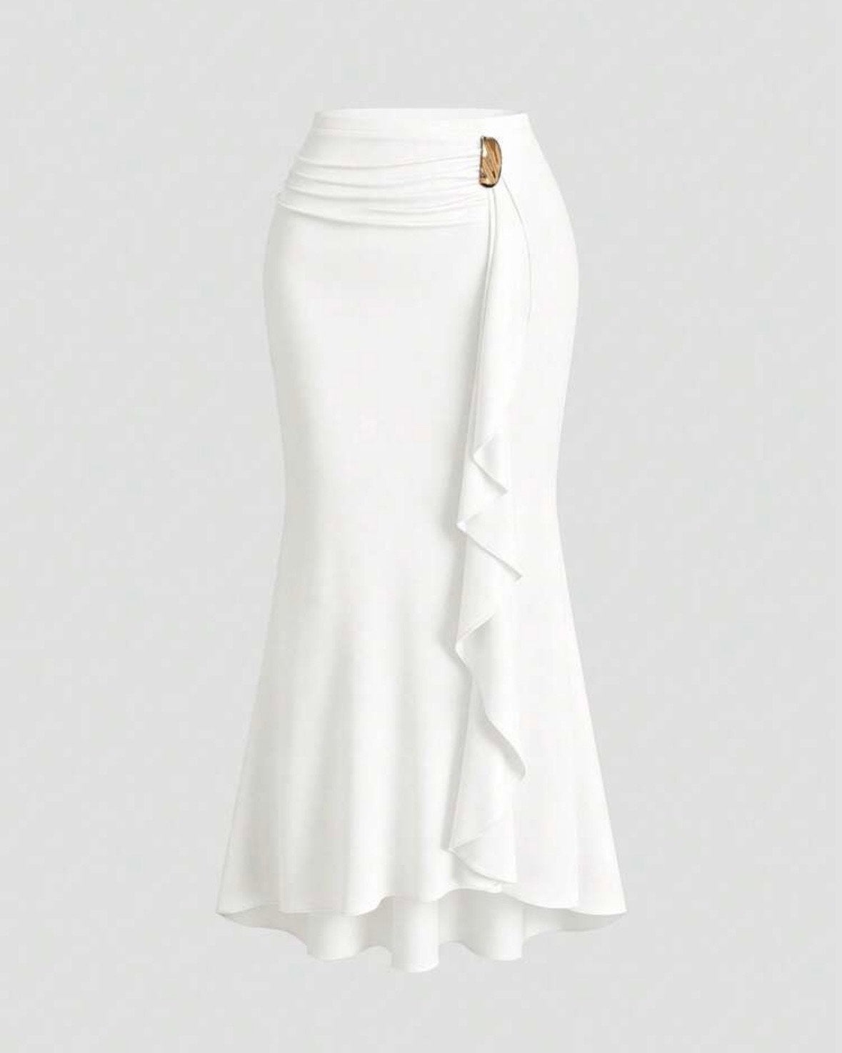 maxi-rok met gouden gesp Wit (44-52), Kleding | Dames, Ophalen of Verzenden, Nieuw, Wit, Rok