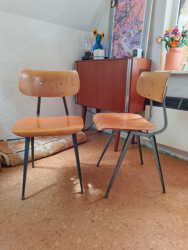 Vintage stoelen set jaren 50/60, Ophalen, Gebruikt, Twee, Bruin