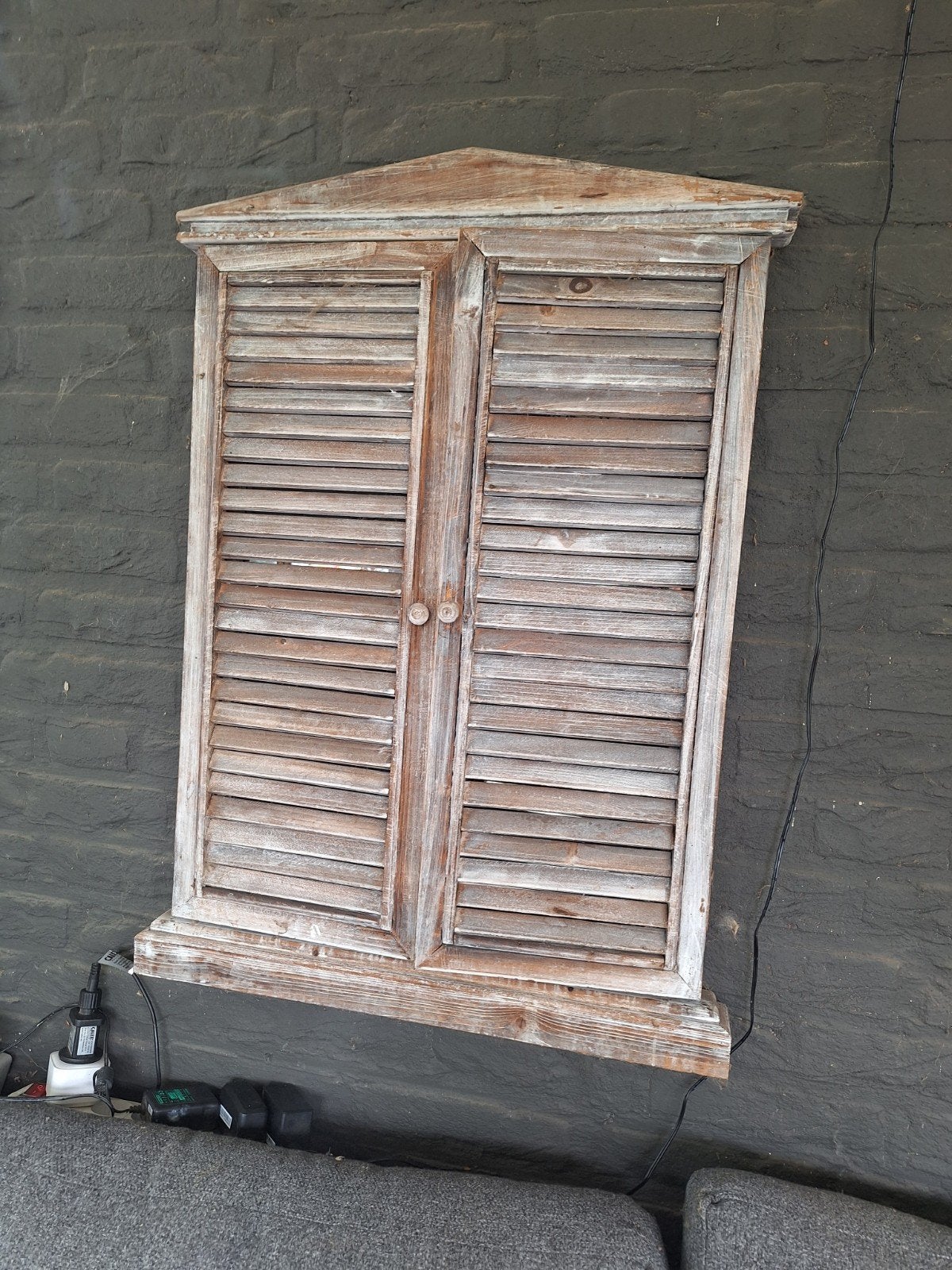 Decoratieve spiegel met luiken - Rustieke stijl, Ophalen, Gebruikt, 100 tot 150 cm, 75 tot 100 cm