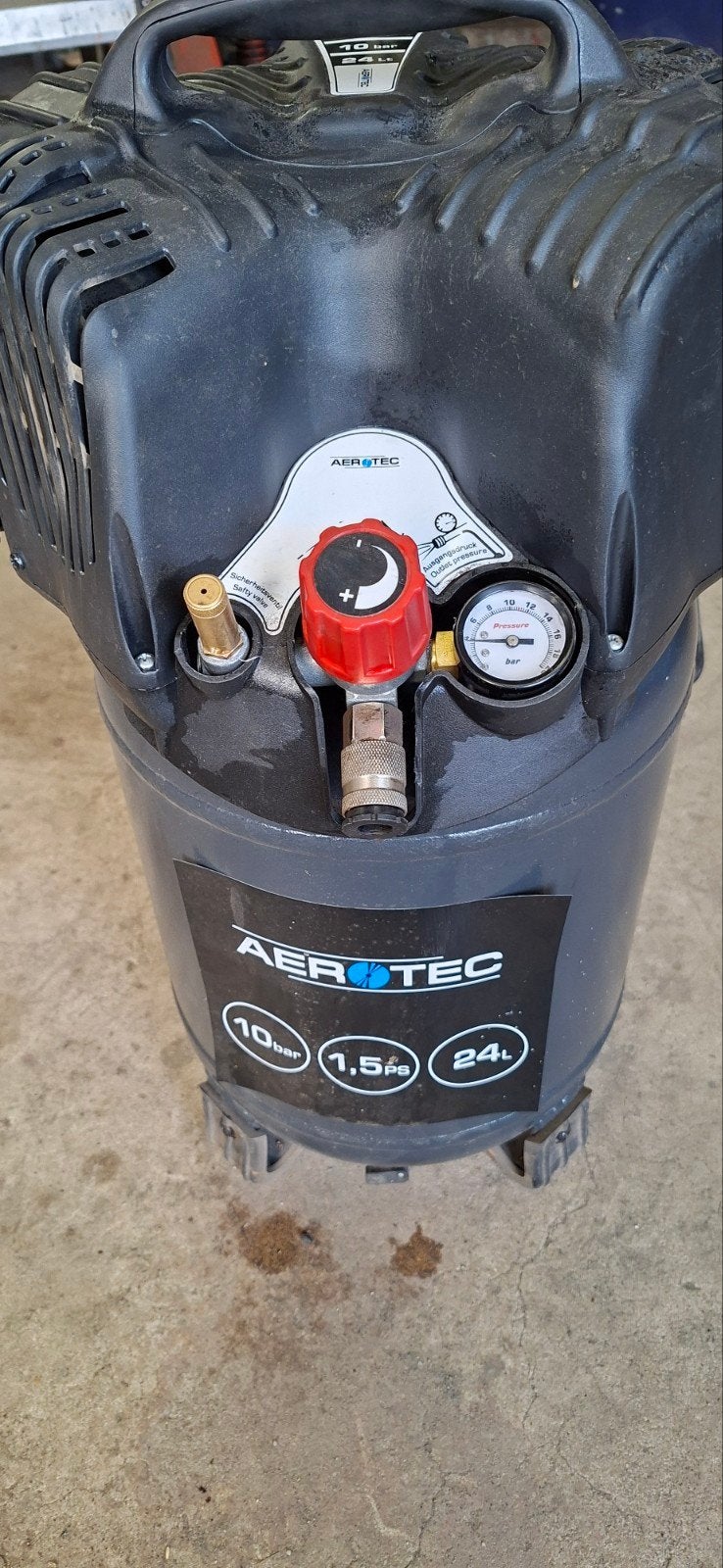 AEROTEC Compressor 1.5 HP, 10 bar, 24 liter, Minder dan 25 liter, Ophalen of Verzenden, 200 tot 400 liter/min