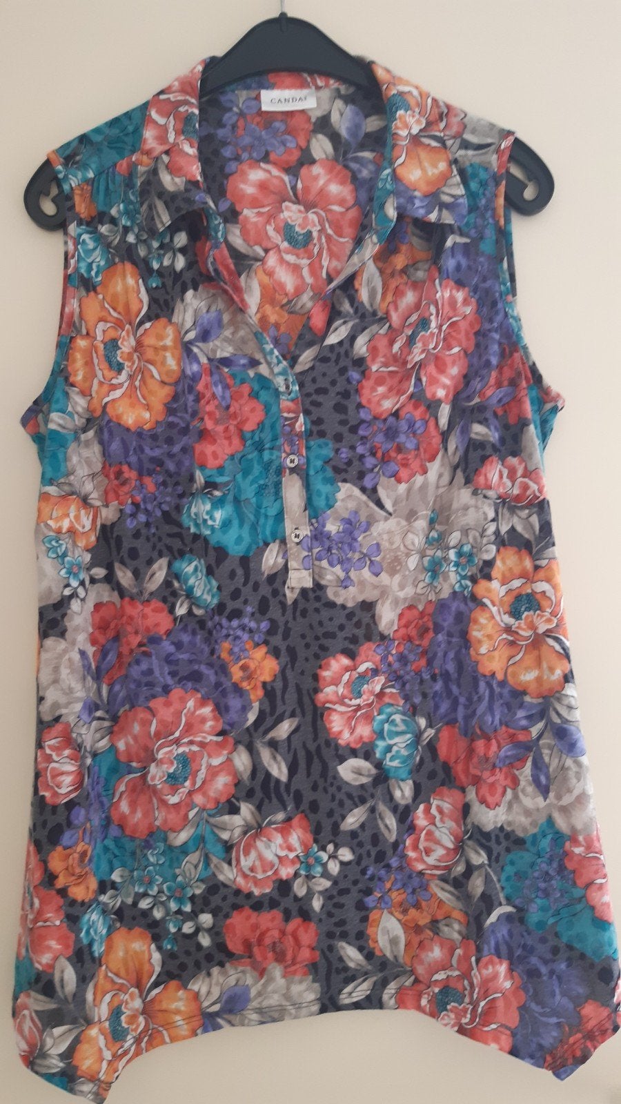 C&A Mouwloze Blouse met Bloemenprint - Maat 46, Meerkleurig, Maat 46/48 (XL) of groter, Ophalen of Verzenden, Canda c&a