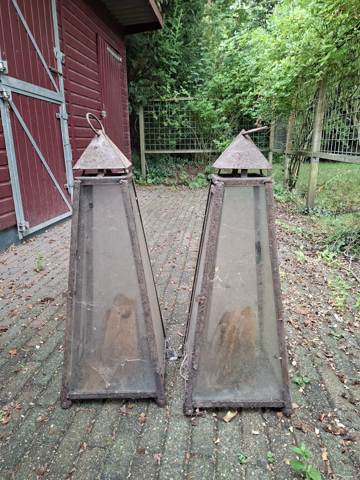 2 grote windlichten, Ophalen, Gebruikt