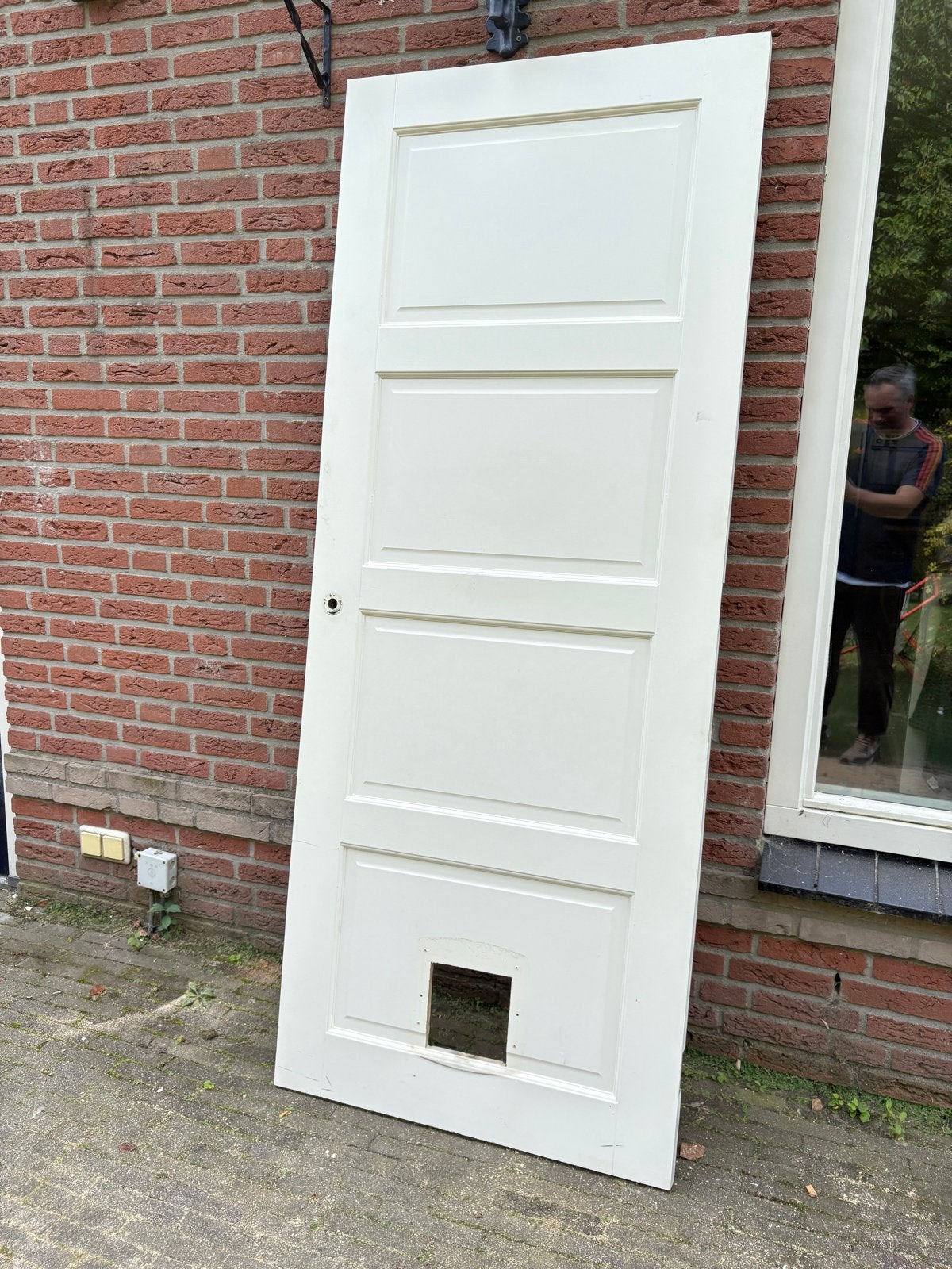 Binnendeur (Skantrae) met kattenluik, 80 tot 100 cm, Binnendeur, Ophalen of Verzenden, Zo goed als nieuw