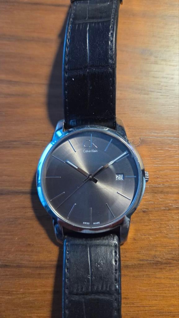 CK Calvin Klein horloge met zwart leren bandje, Ophalen