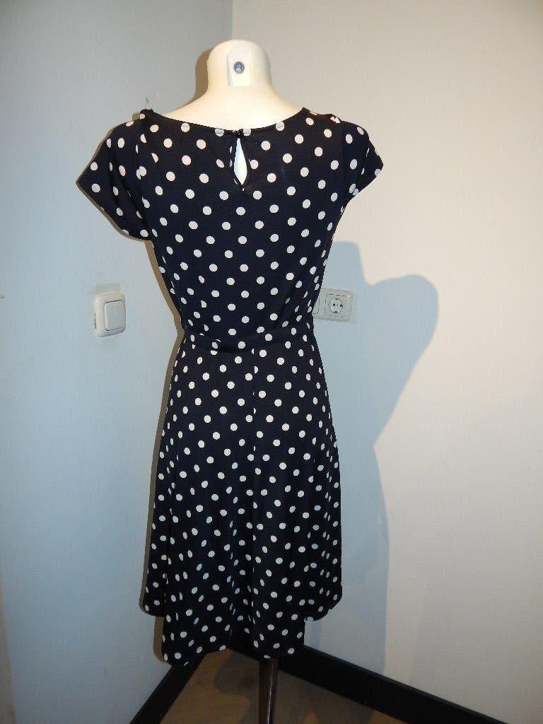 King Louie stretch jurk polkadot print riempje M, Maat 38/40 (M), Verzenden, Zwart, Zo goed als nieuw