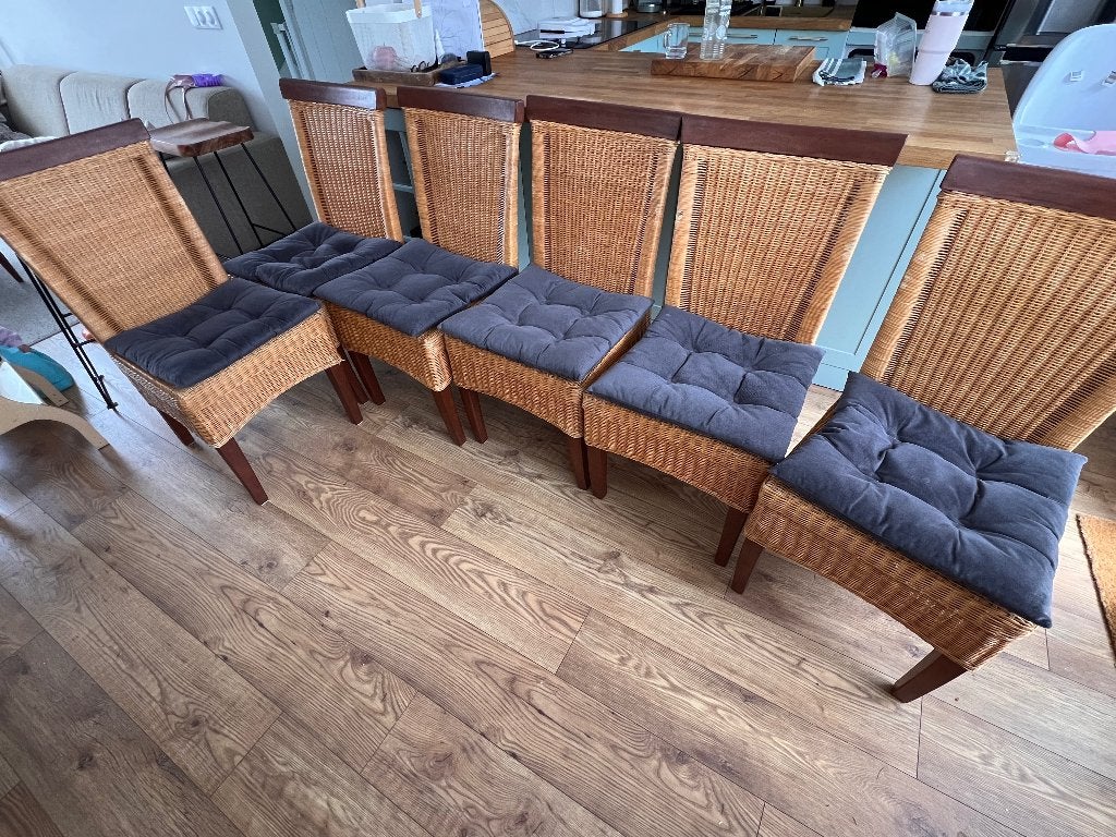 Stoelen 6 stuk, Huis en Inrichting, Ophalen, Gebruikt, Bruin, Riet of Rotan