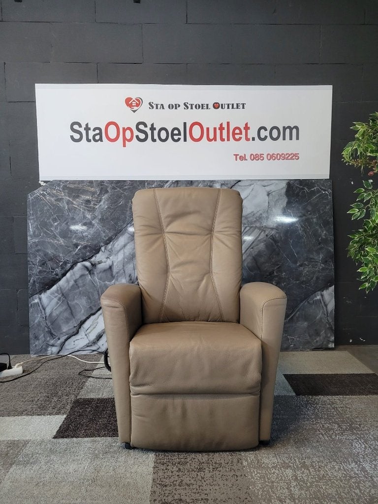 Staopstoel Leder beige met afstandsbediening