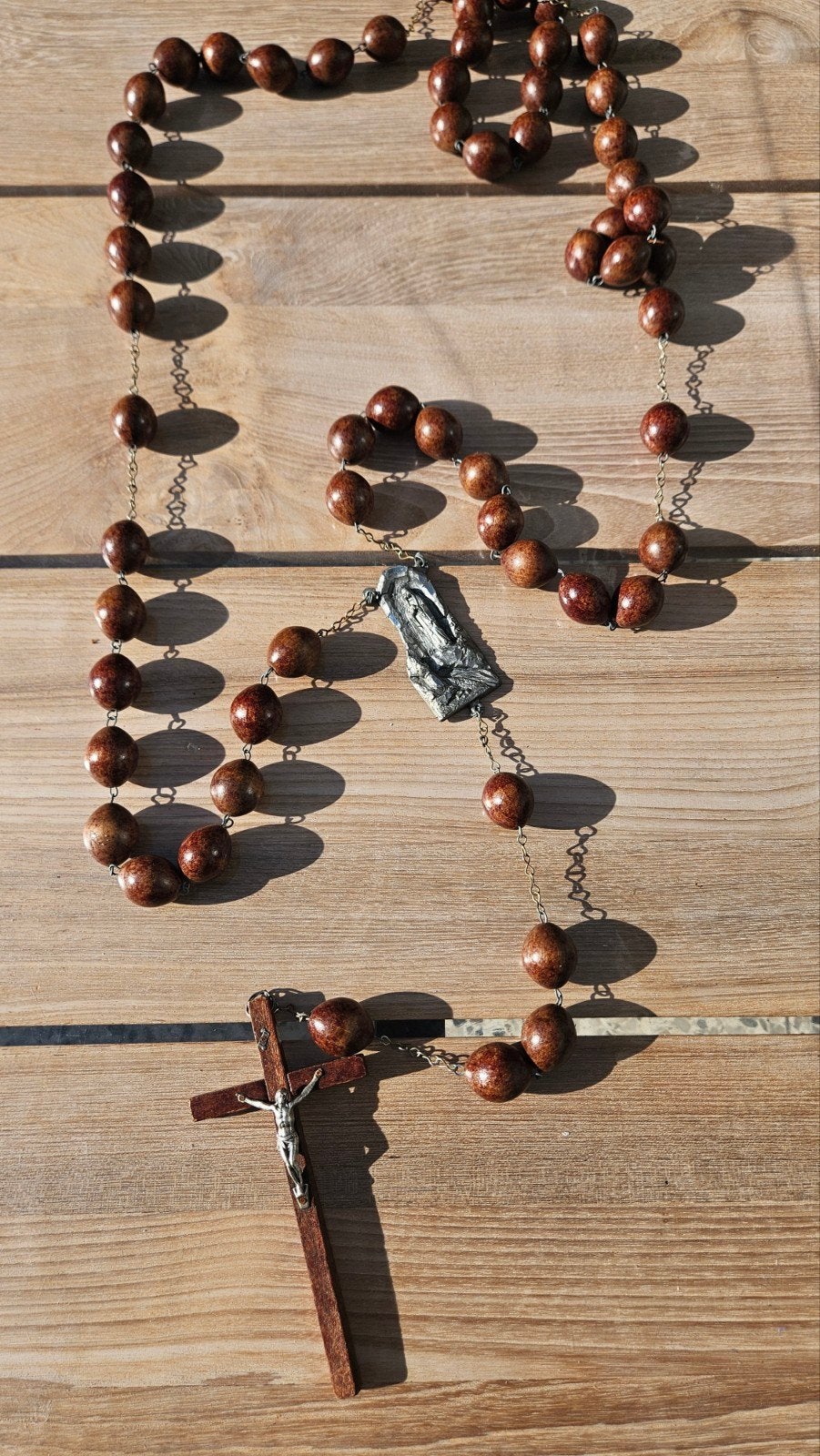 Grote houten rozenkrans, Antiek en Kunst, Antiek | Religie, Ophalen of Verzenden