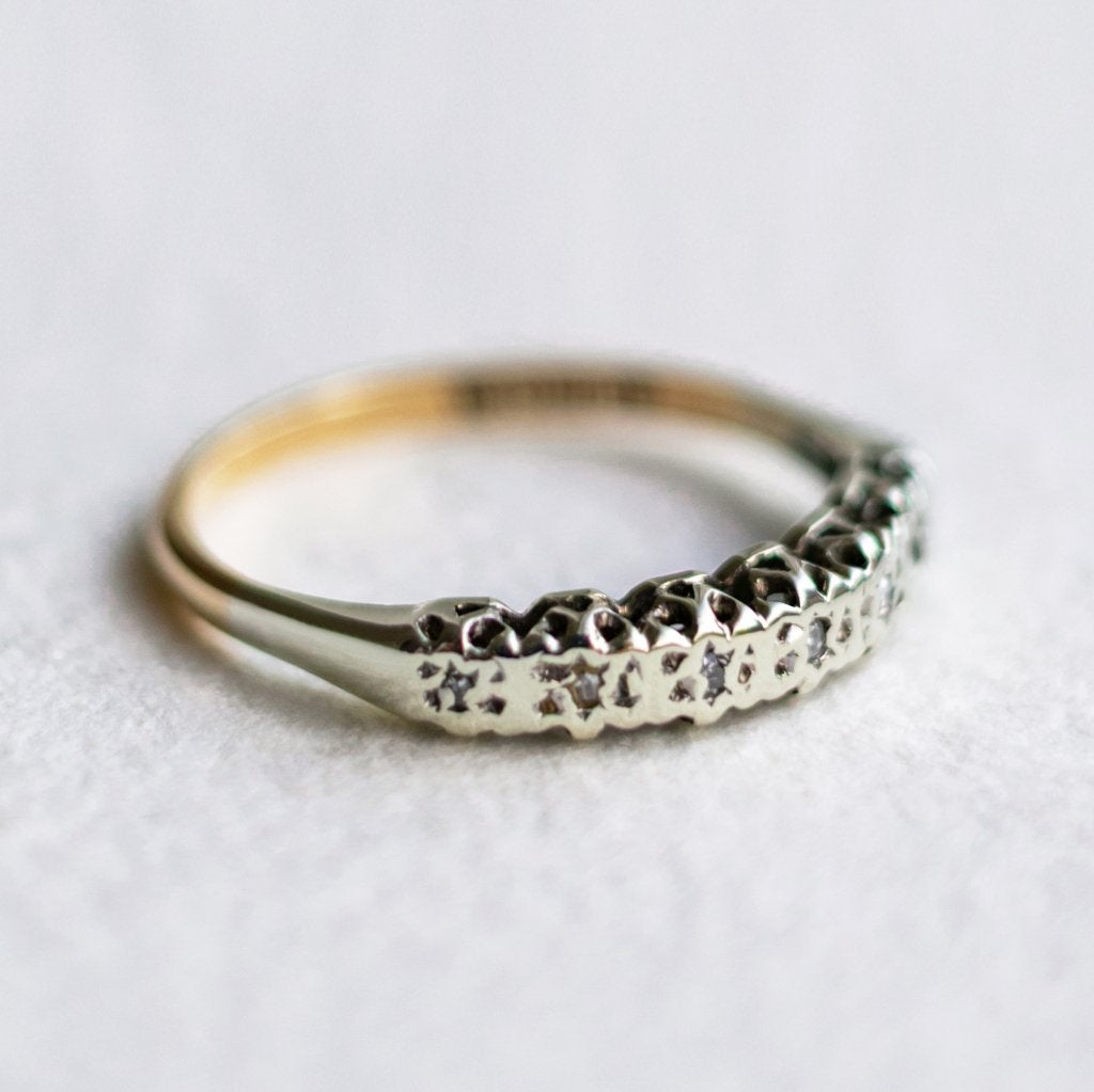 Vintage 9K gouden h Eternity ring met diamant - 16, Ophalen of Verzenden, Met edelsteen, Dame, Goud