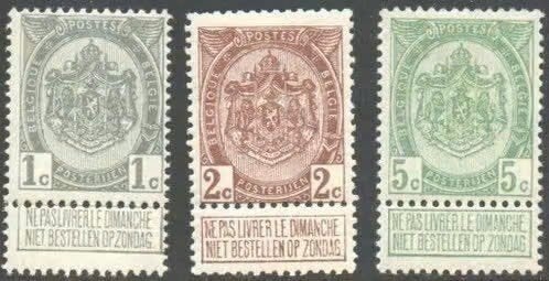 Belgie 1907 - OBP 81-83 - Wapenschild, Frankeerzegel, Ophalen of Verzenden, Postfris, Postfris