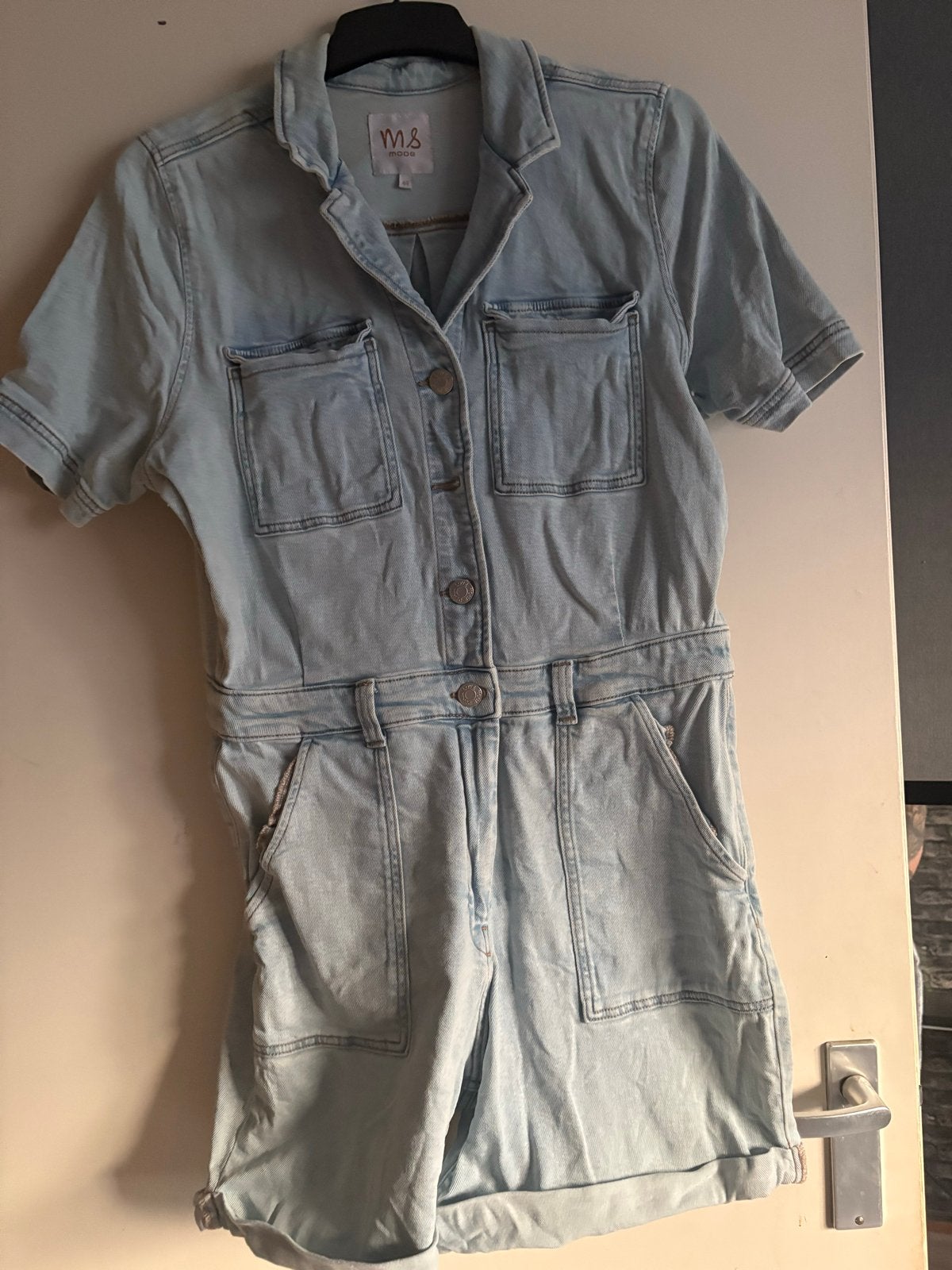 MS Mode spijker jumpsuit maat 44, Ophalen of Verzenden, Gedragen, Maat 42/44 (L), Blauw