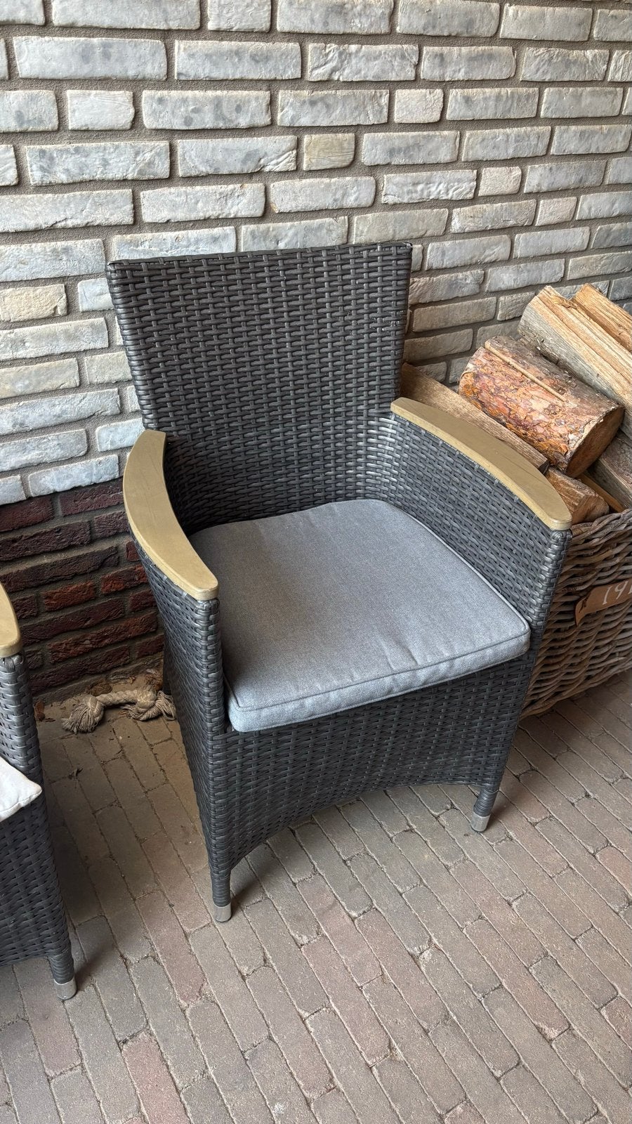 4x Tuinstoel met kussens, Ophalen, Gebruikt, Wicker
