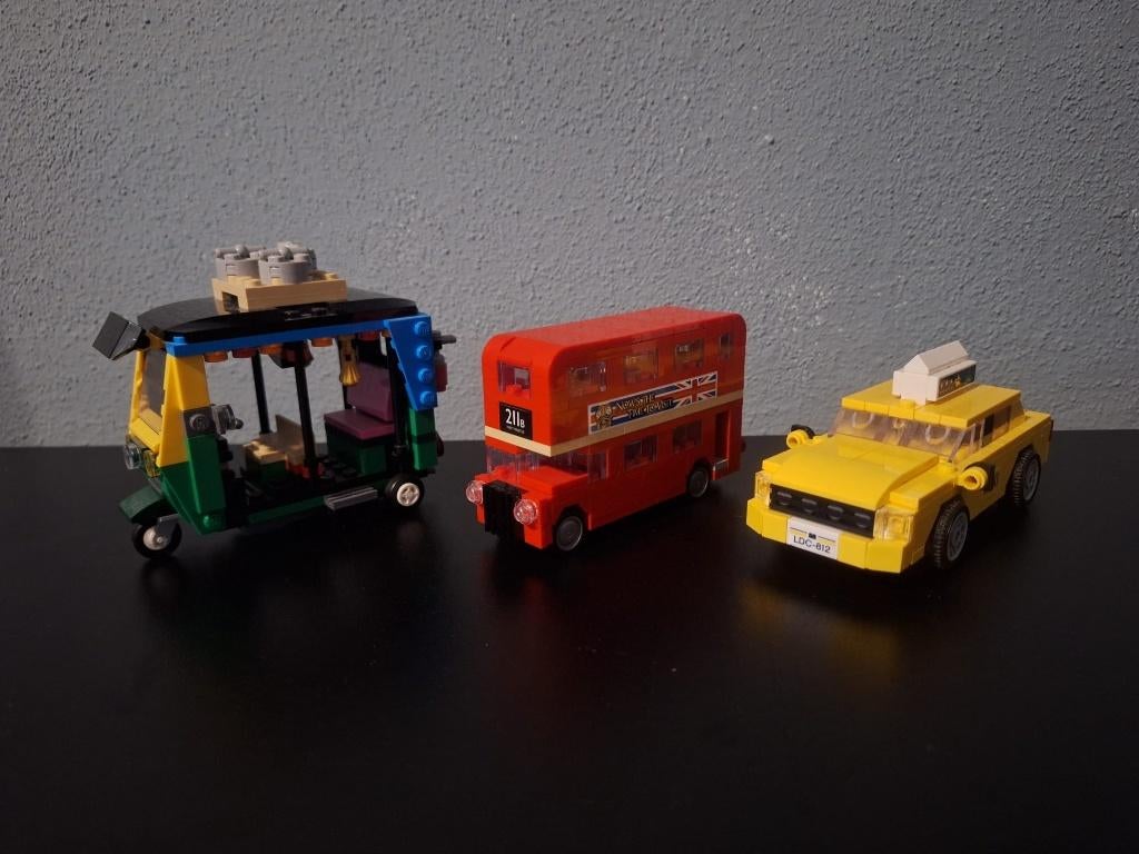 LEGO tuktuk, dubbeldekker & taxi (40469, 40220, 40468), Lego, Ophalen of Verzenden, Zo goed als nieuw, Compleet