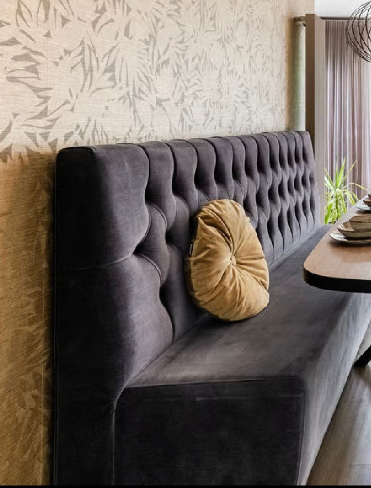 Luxe wandbank blue velvet, Ophalen of Verzenden, Zo goed als nieuw, 200 tot 250 cm