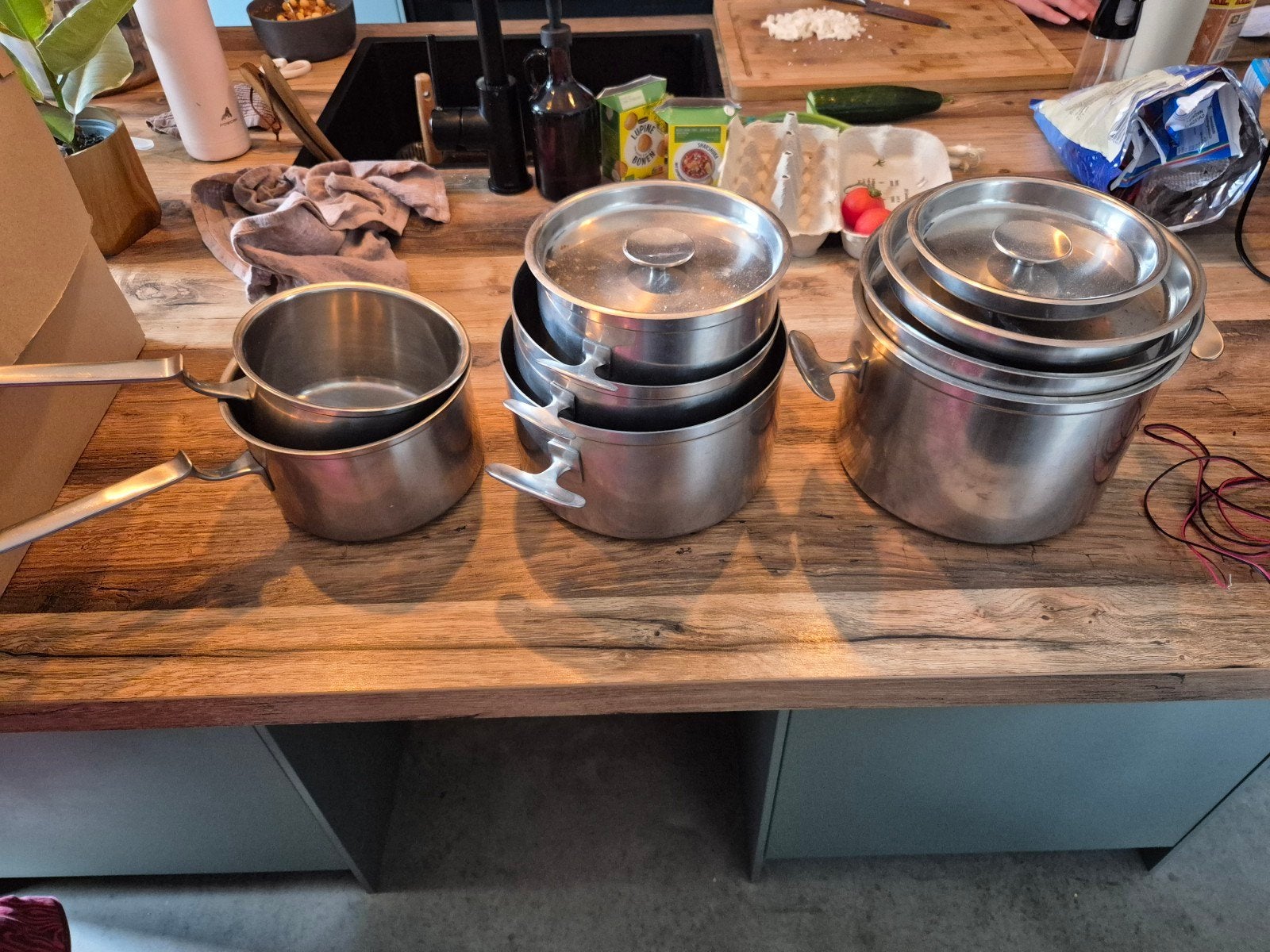 Complete pannenset Gero Zilmeta met deksels, Huis en Inrichting, Ophalen, Met deksel, Pannenset, Zo goed als nieuw