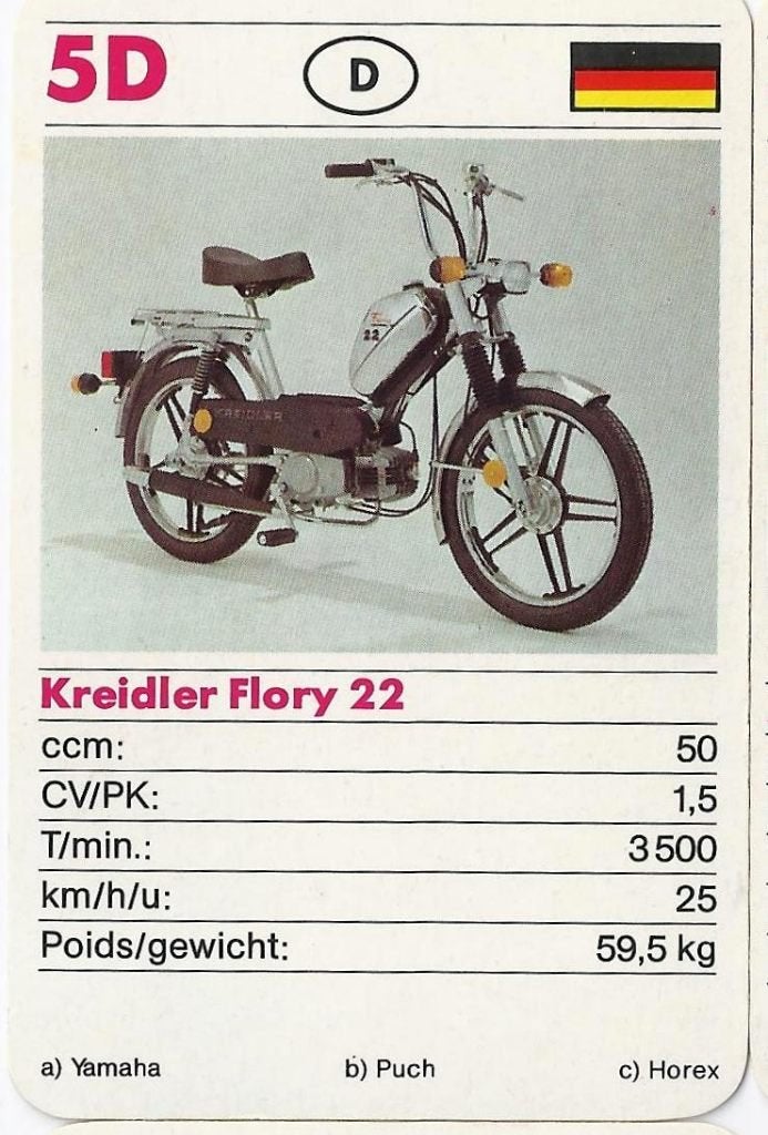 Kw578 bromfiets verzamelplaatje 5d kreidler flory 22, Ophalen of Verzenden, Zo goed als nieuw, Auto's