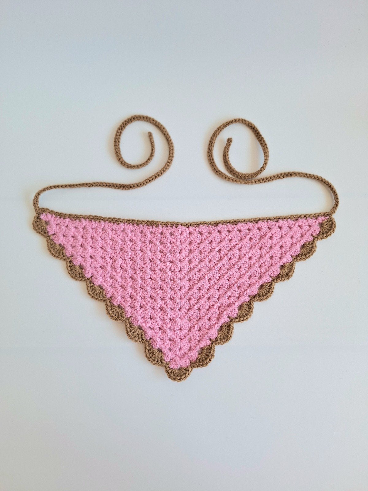 Gehaakte bandana lichtroze en lichtbruin, Ophalen of Verzenden, Nieuw, One size fits all