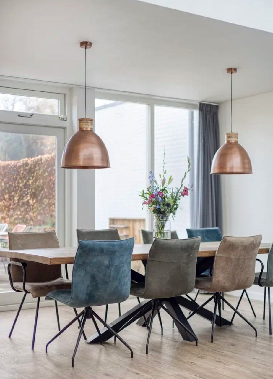 Koperen look hanglampen set, Ophalen, Gebruikt, Industrieel, Landelijk, Metaal