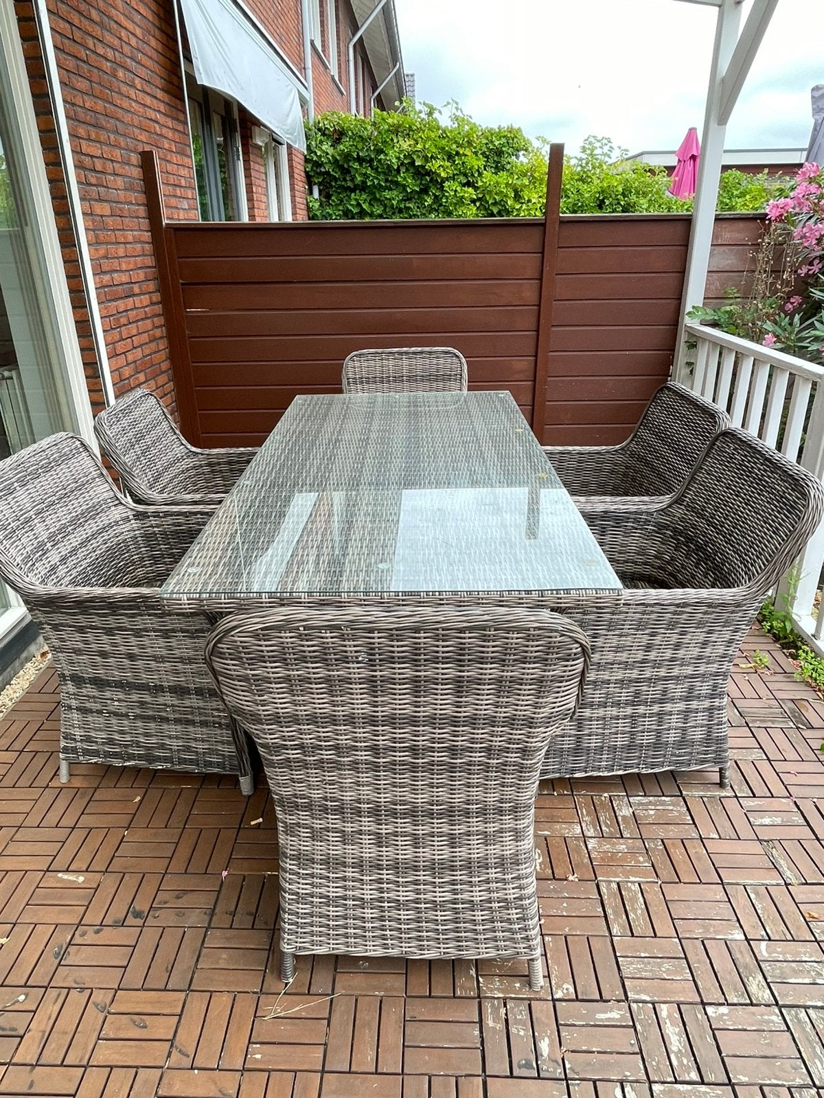 Tuintafel met 6 stoelen met kussens, Tuin en Terras, Ophalen, Zo goed als nieuw, Aluminium