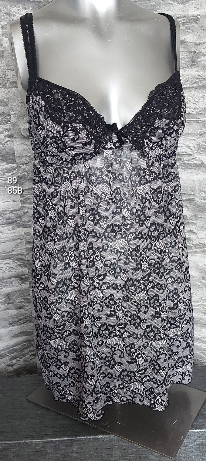 Zwart kanten lingerie jurkje met beugel BH, Kleding | Dames, Ophalen of Verzenden, Zwart, Nachtkleding