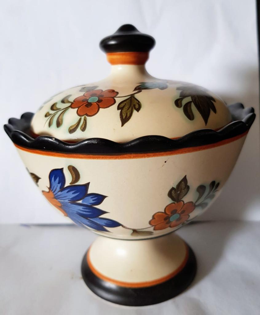 Flora Gouda platelen schaal met deksel, Antiek en Kunst, Antiek | Keramiek en Aardewerk, Ophalen of Verzenden
