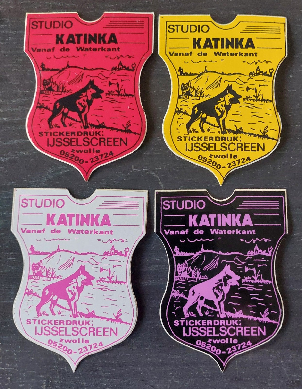 4 stickers Katinka Waterkant Zwolle e.o. piraat zendamateur, Ophalen of Verzenden