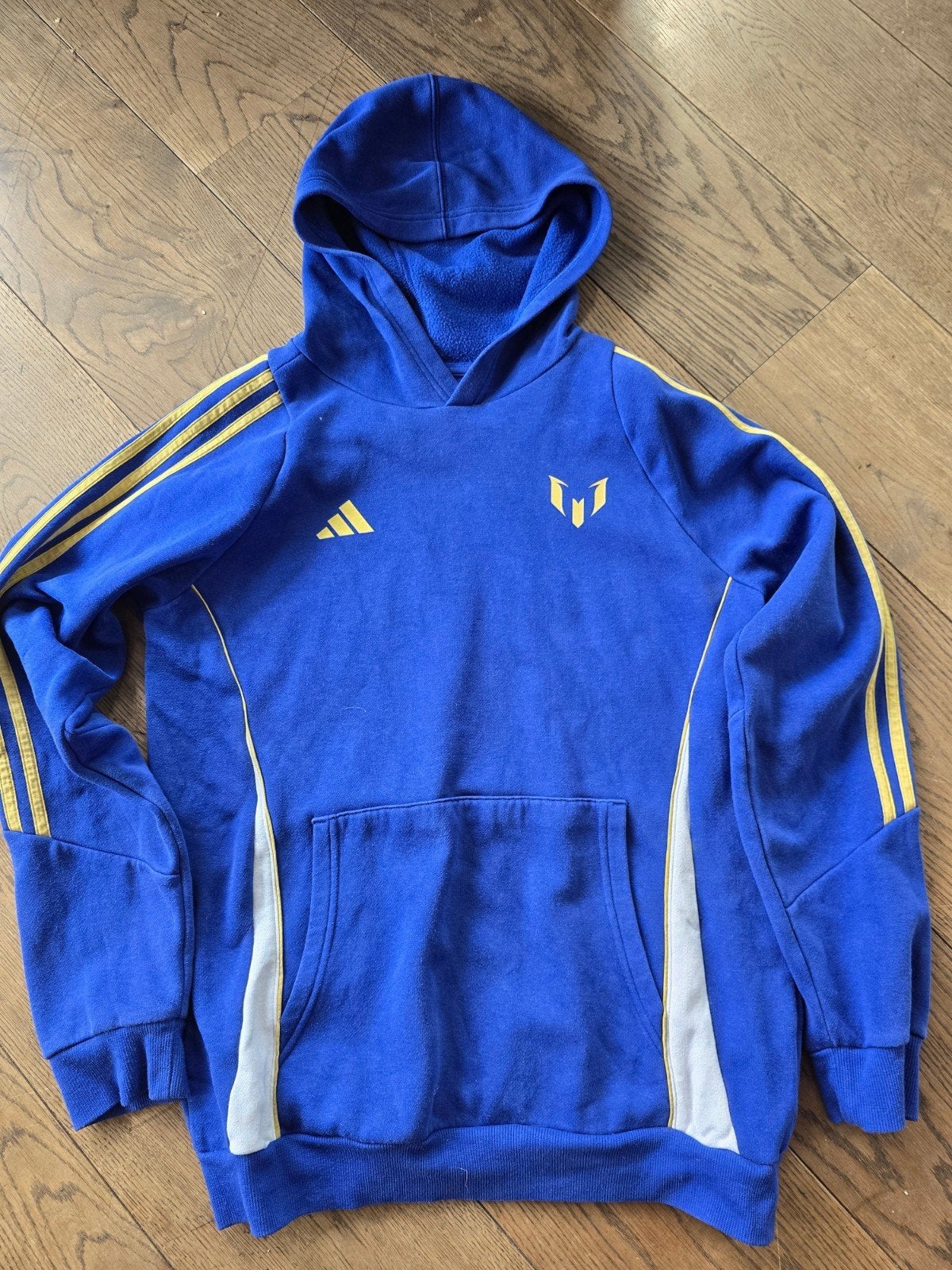 Adidas Messi Hoodie - Blauw/Geel - Maat 164, Kinderen en Baby's, Kinderkleding | Maat 164, Adidas, Gebruikt, Jongen of Meisje